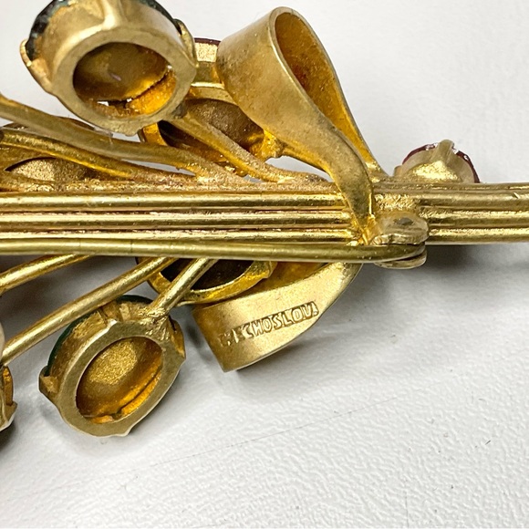 Vintage Czechoslovakia Signed Brooch Rhinestones - Picture 6 of 7